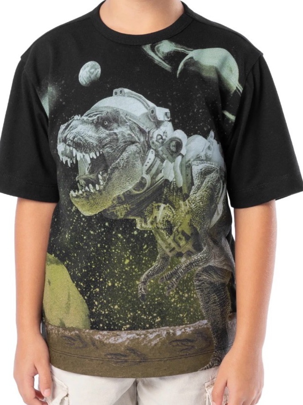 Black Boys' Space Dino Graphic Tee